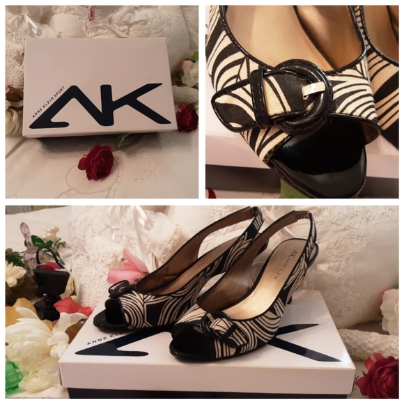 NEW, NEVER WORN, ANNE KLEIN MA OBSERVER  BR OPEN TOE SLING HEELS SIZE 6 - Picture 1 of 16